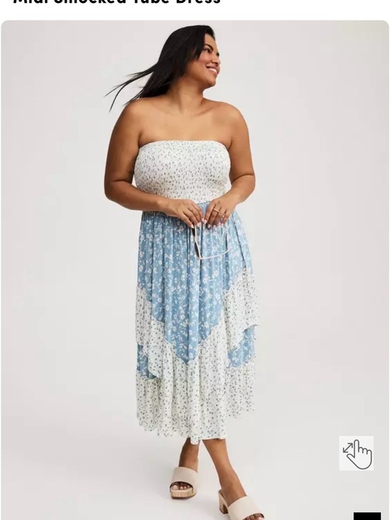 torrid Dresses & Skirts - torrid NWT Blue & White Floral Smocked Tube Midi Dress